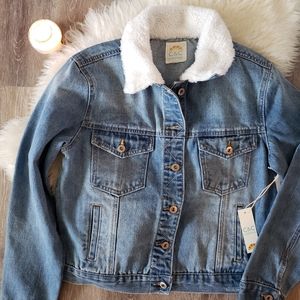 C & C California Denim Jacket Faux Fur Collar